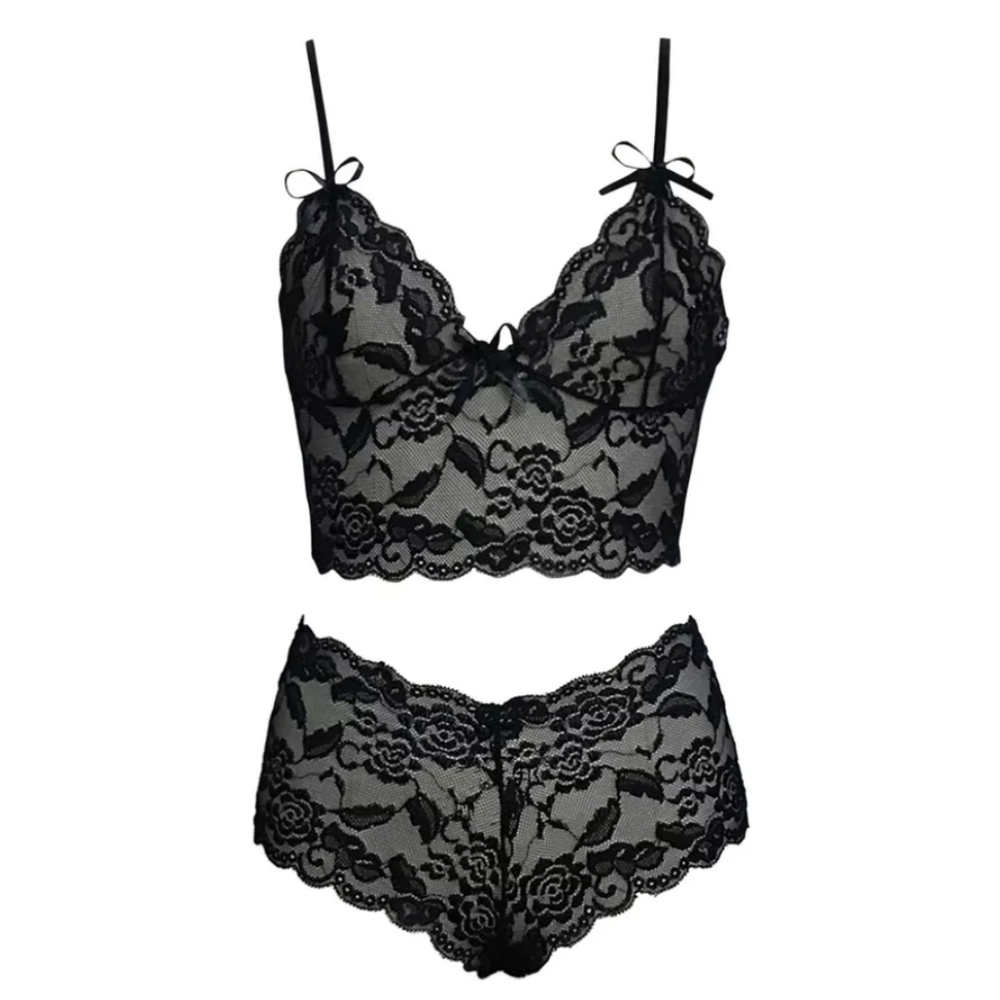 Cami Bra Boy Short Set Black Lingerie 2-Piece Bralette